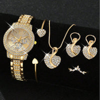 \💎 Luxury Women's Jewelry & Watch Set – Elegance in Every Detail