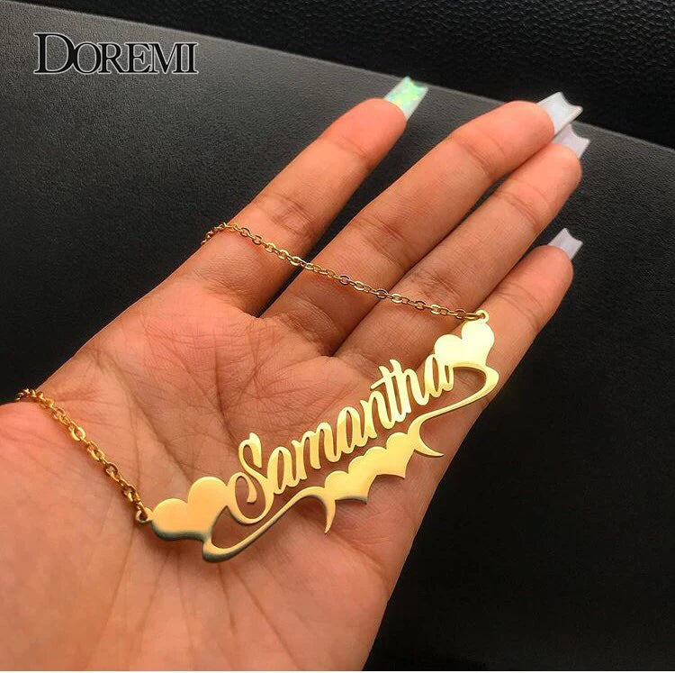 💛 DOREMI Handmade Custom Name Necklace – Elegant Heart Statement Choker 💛
Express your individuality and elegance with this handmade personalized name necklace from DOREMI. Expertly crafted from high-quality stainless