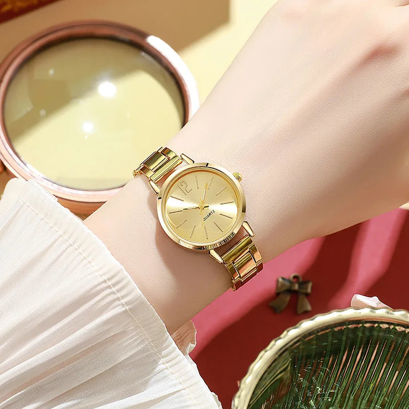 ✨ 2PCS Luxury Women's Watch Set – Elegance Meets Simplicity ✨

Add a touch of timeless charm to your look with this 2-piece luxury women’s watch set, featuring a sleek simple dial and a stylish hollow gold bracelet st