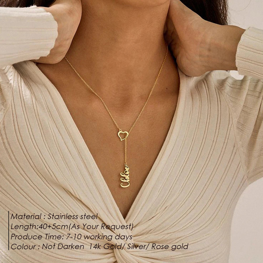✨ Personalized Name Necklace with Heart Clasp – Elegant Women’s Jewelry ✨
Add a touch of elegance and meaning to your style with this custom name necklace featuring a unique heart-shaped clasp. Crafted from premium st