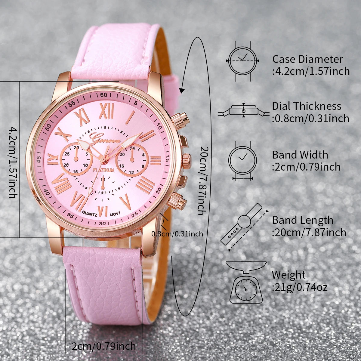 ✨ 5PCS Elegant Women’s Watch & Jewelry Set ✨
Shine with sophistication and femininity with this stunning 5-piece fashion set.
It includes a stylish Geneva quartz watch with a comfortable leather strap, paired with spark