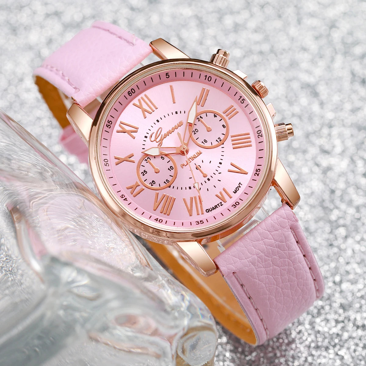 ✨ 5PCS Elegant Women’s Watch & Jewelry Set ✨
Shine with sophistication and femininity with this stunning 5-piece fashion set.
It includes a stylish Geneva quartz watch with a comfortable leather strap, paired with spark