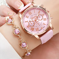 ✨ 5PCS Elegant Women’s Watch & Jewelry Set ✨
Shine with sophistication and femininity with this stunning 5-piece fashion set.
It includes a stylish Geneva quartz watch with a comfortable leather strap, paired with spark