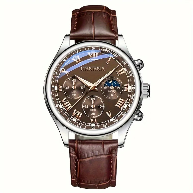 GENEVA Men's Luxury Quartz Watch – Elegant, Sporty & Waterproof Timepiece

Upgrade your wristwear with the GENEVA High-Quality Men's Quartz Watch, a perfect blend of luxury, functionality, and everyday versatility. Designed