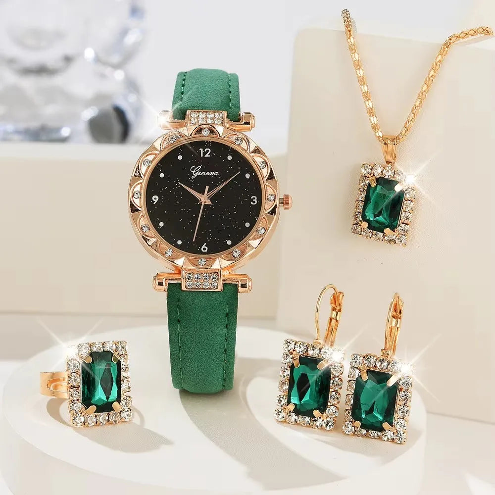 💎 5PCS Luxury Women's Watch & Bracelet Set – Sparkle with Every Moment 💎

Shine with timeless elegance wearing this 5-piece luxury women’s watch and bracelet set, crafted for those who love a blend of glamour, sophi