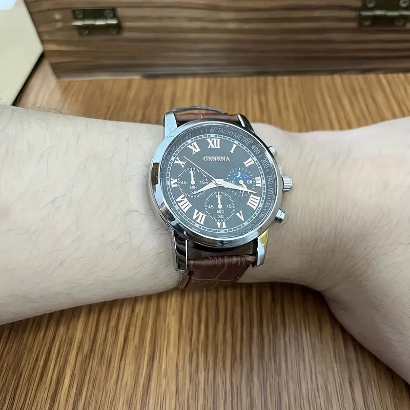GENEVA Men's Luxury Quartz Watch – Elegant, Sporty & Waterproof Timepiece

Upgrade your wristwear with the GENEVA High-Quality Men's Quartz Watch, a perfect blend of luxury, functionality, and everyday versatility. Designed