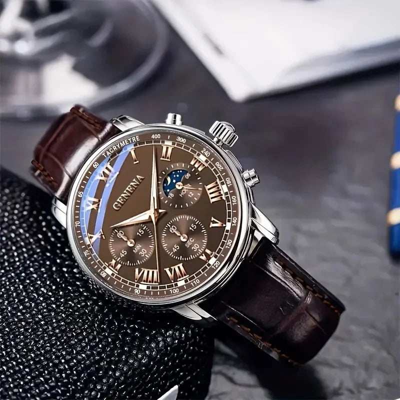 GENEVA Men's Luxury Quartz Watch – Elegant, Sporty & Waterproof Timepiece

Upgrade your wristwear with the GENEVA High-Quality Men's Quartz Watch, a perfect blend of luxury, functionality, and everyday versatility. Designed