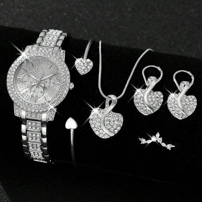 \💎 Luxury Women's Jewelry & Watch Set – Elegance in Every Detail