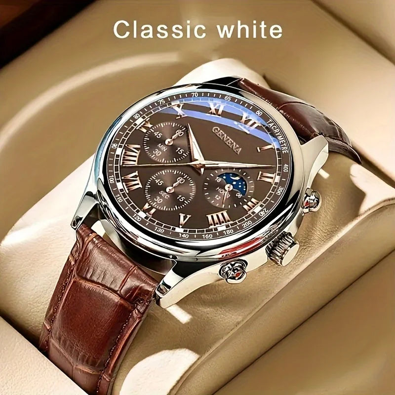 GENEVA Men's Luxury Quartz Watch – Elegant, Sporty & Waterproof Timepiece

Upgrade your wristwear with the GENEVA High-Quality Men's Quartz Watch, a perfect blend of luxury, functionality, and everyday versatility. Designed