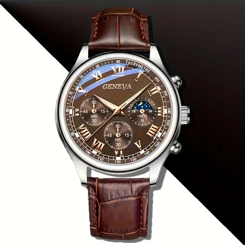 GENEVA Men's Luxury Quartz Watch – Elegant, Sporty & Waterproof Timepiece

Upgrade your wristwear with the GENEVA High-Quality Men's Quartz Watch, a perfect blend of luxury, functionality, and everyday versatility. Designed