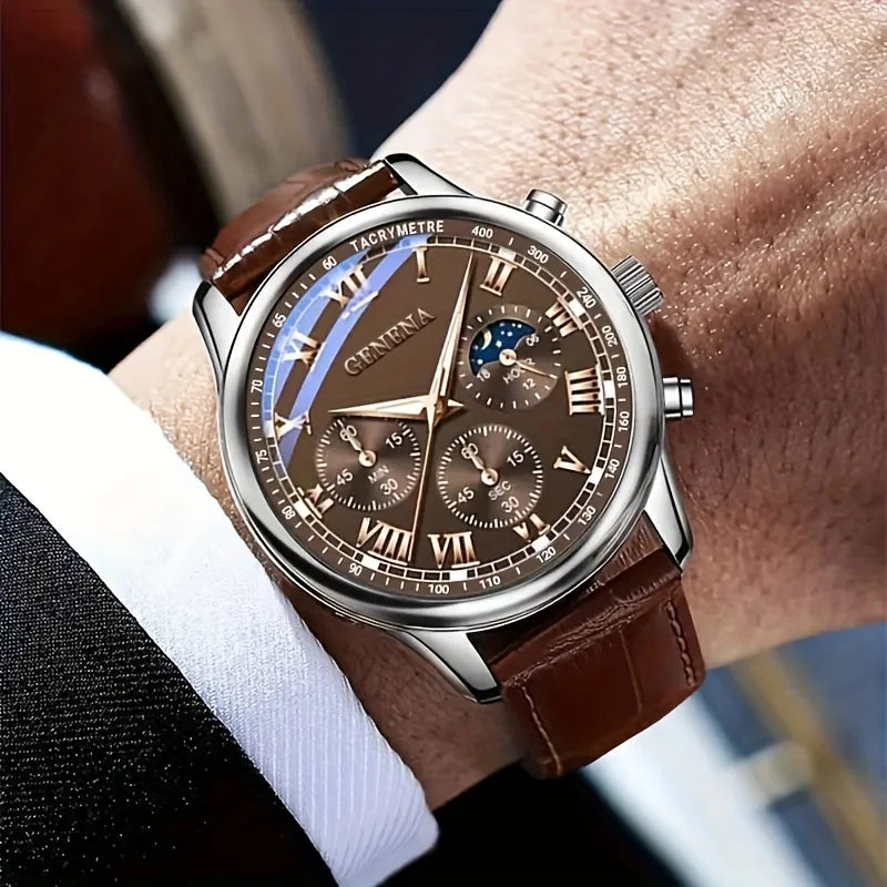 GENEVA Men's Luxury Quartz Watch – Elegant, Sporty & Waterproof Timepiece

Upgrade your wristwear with the GENEVA High-Quality Men's Quartz Watch, a perfect blend of luxury, functionality, and everyday versatility. Designed